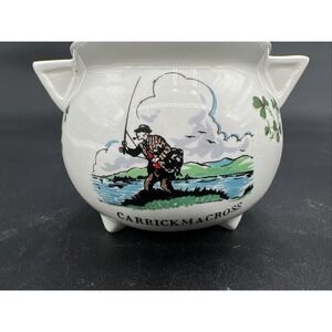 Vintage Carrigaline Pottery IRELAND  Open Sugar SET FLY FISHING
